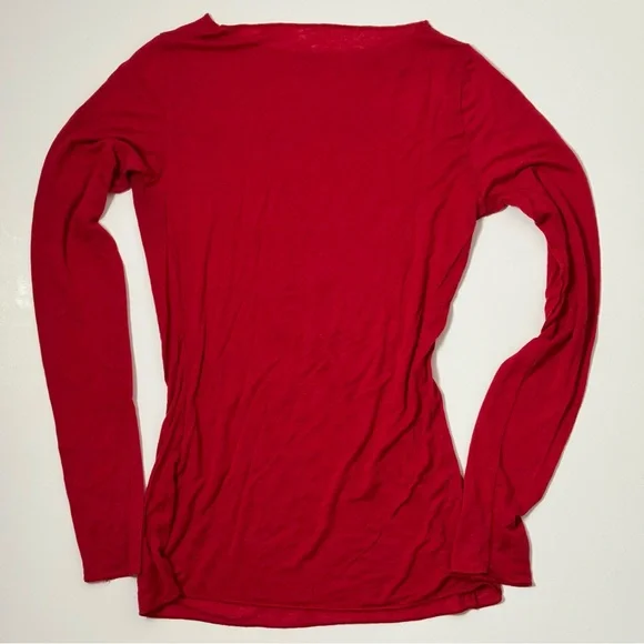 Intimissimi Red Cashmere Modal Long Sleeve Tee Top Size M Boat Neck - Picture 3 of 5